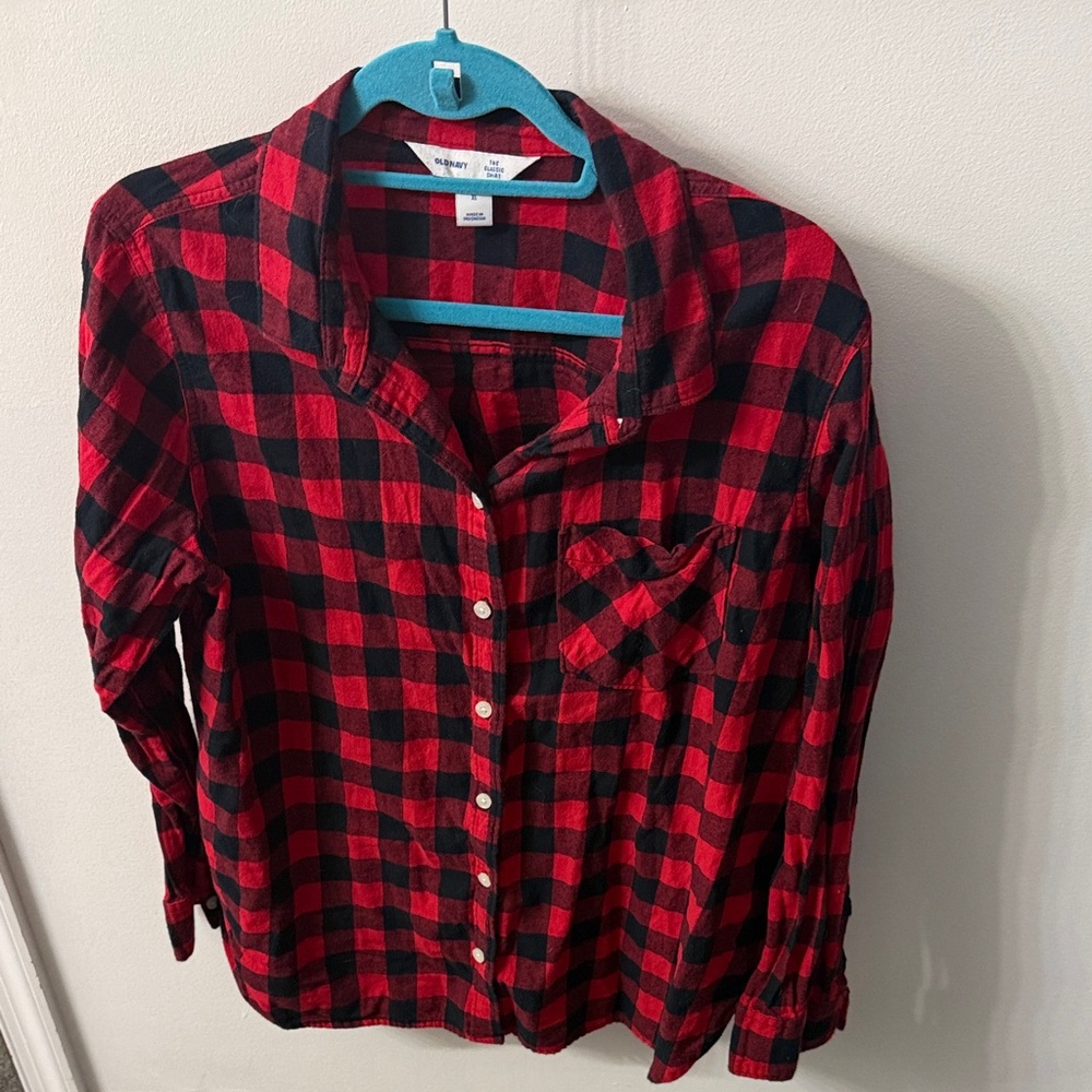Old Navy Red and Black Checkered Shirt